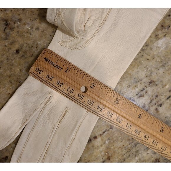 Vintage Womens Size XS-S 6.5 Cream Leather Formal 15.5" Long Opera Gloves France - Picture 13 of 14